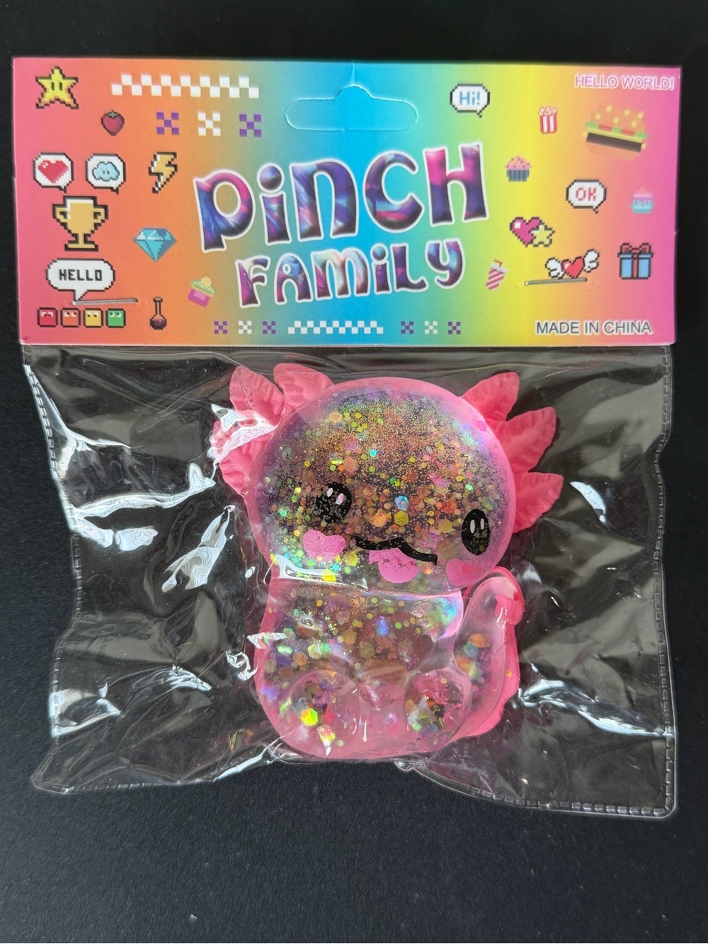 Pink Glitter Axolotl Squishy Toy - Kids Accessories